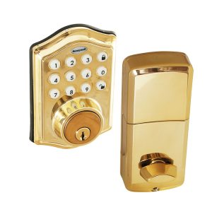 Honeywell Electronic Deadbolt Door Lock with Keypad in Polished Brass, 8712009