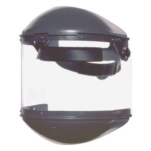 Fibre-Metal by Honeywell Ratchet Dual 4 inch Crown High Performance Face Shield System, Clear Visor, Gray Noryl Chin Guard - FM400DCCL