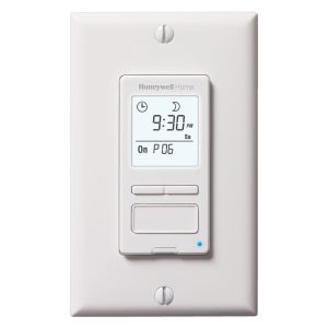 Honeywell Home Solar Programmable Light Switch Timer, 40 Watt Minimum Lights Only - RPLS540A, White