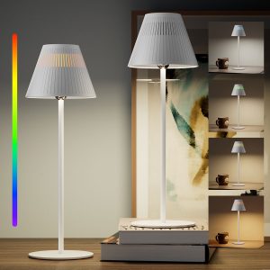 Honeywell Rechargeable Cordless Table Lamps with a Portable Design, Color Changing and Touch Controls, White 2-Pack HWT-M1W